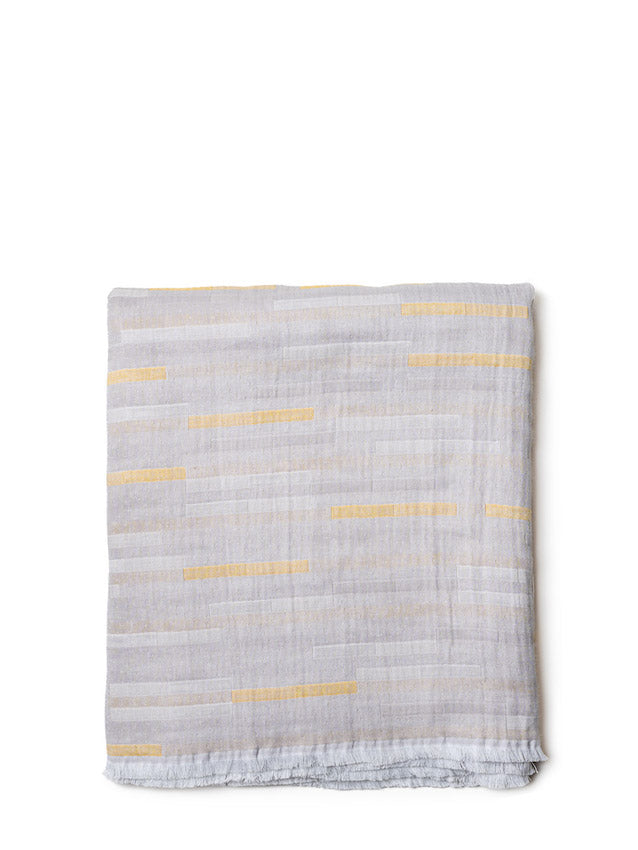 Grey and yellow cotton throw blanket