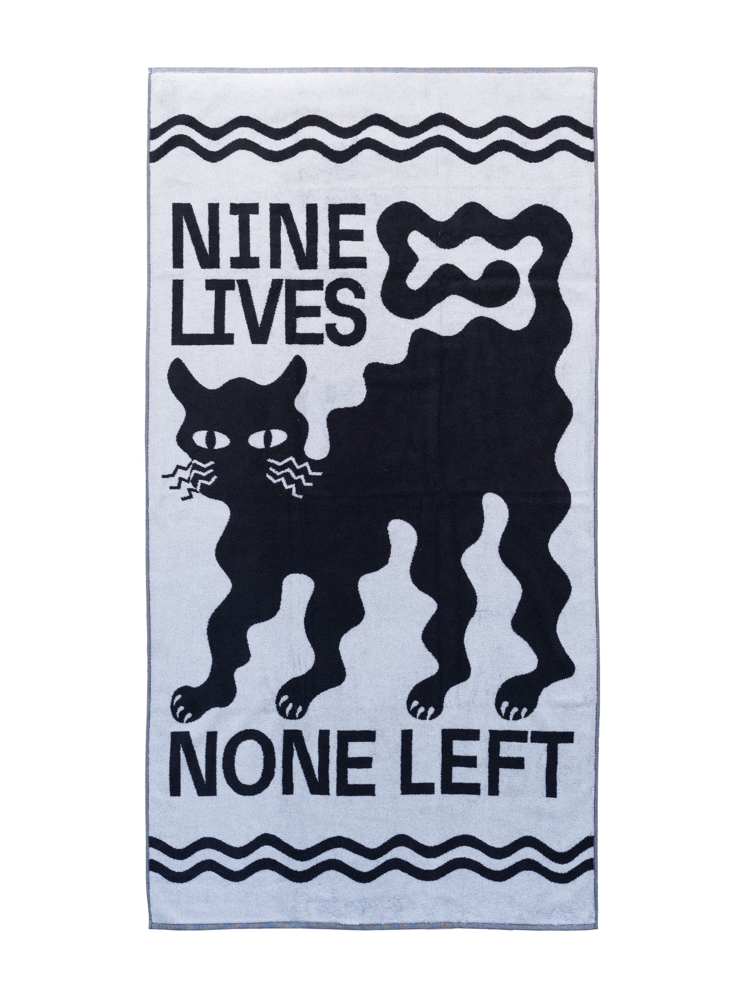 Alex khabbazi black and white cat nine lives beach towel