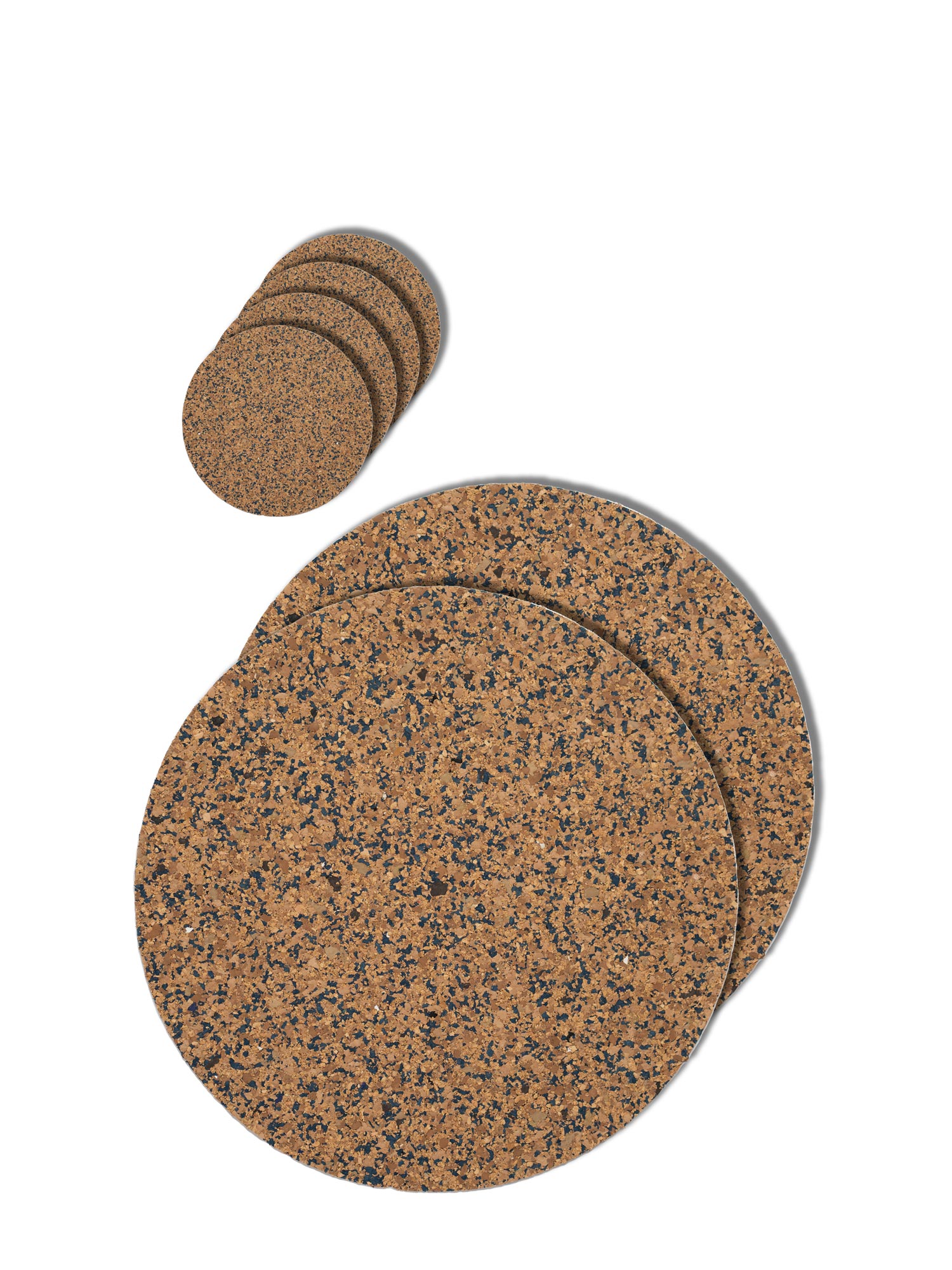 Cork and recycled rubber placemat and coaster set. Navy
