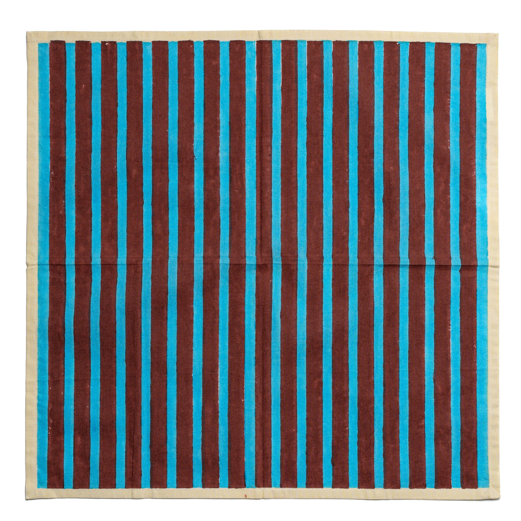 Block stripe napkins set of two - blue and brown