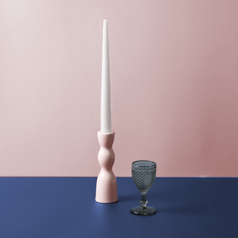 Wave pink ceramic candleholder by YOD&CO