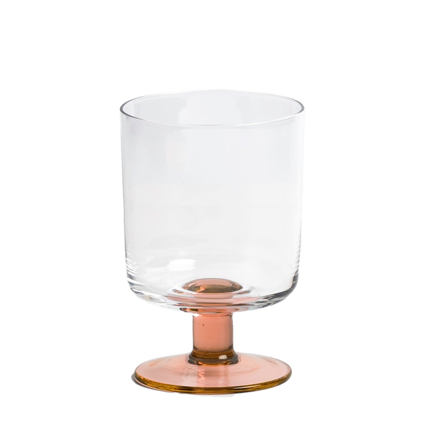 Set of 2 clear and pink Eddie wine glasses