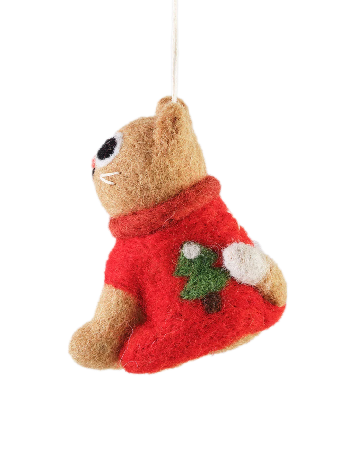 cat in red christmas jumper hanging decoration