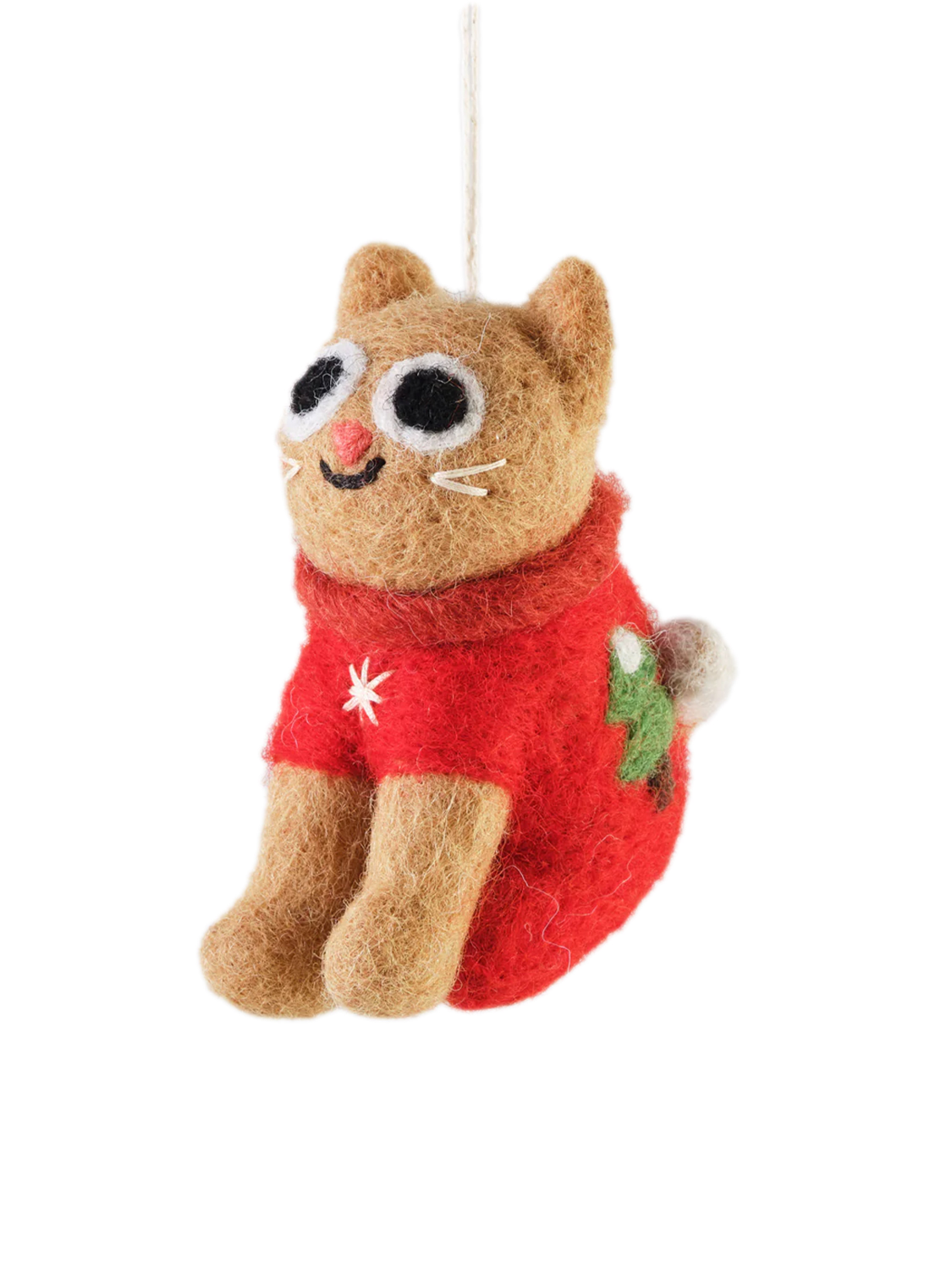 cat in red christmas jumper hanging decoration