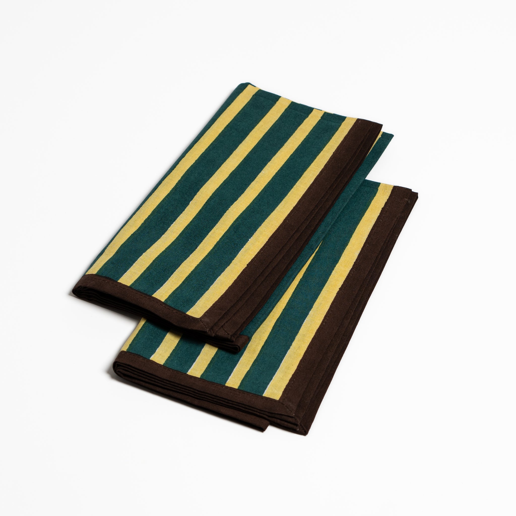 Block stripe napkins set of two - yellow and green