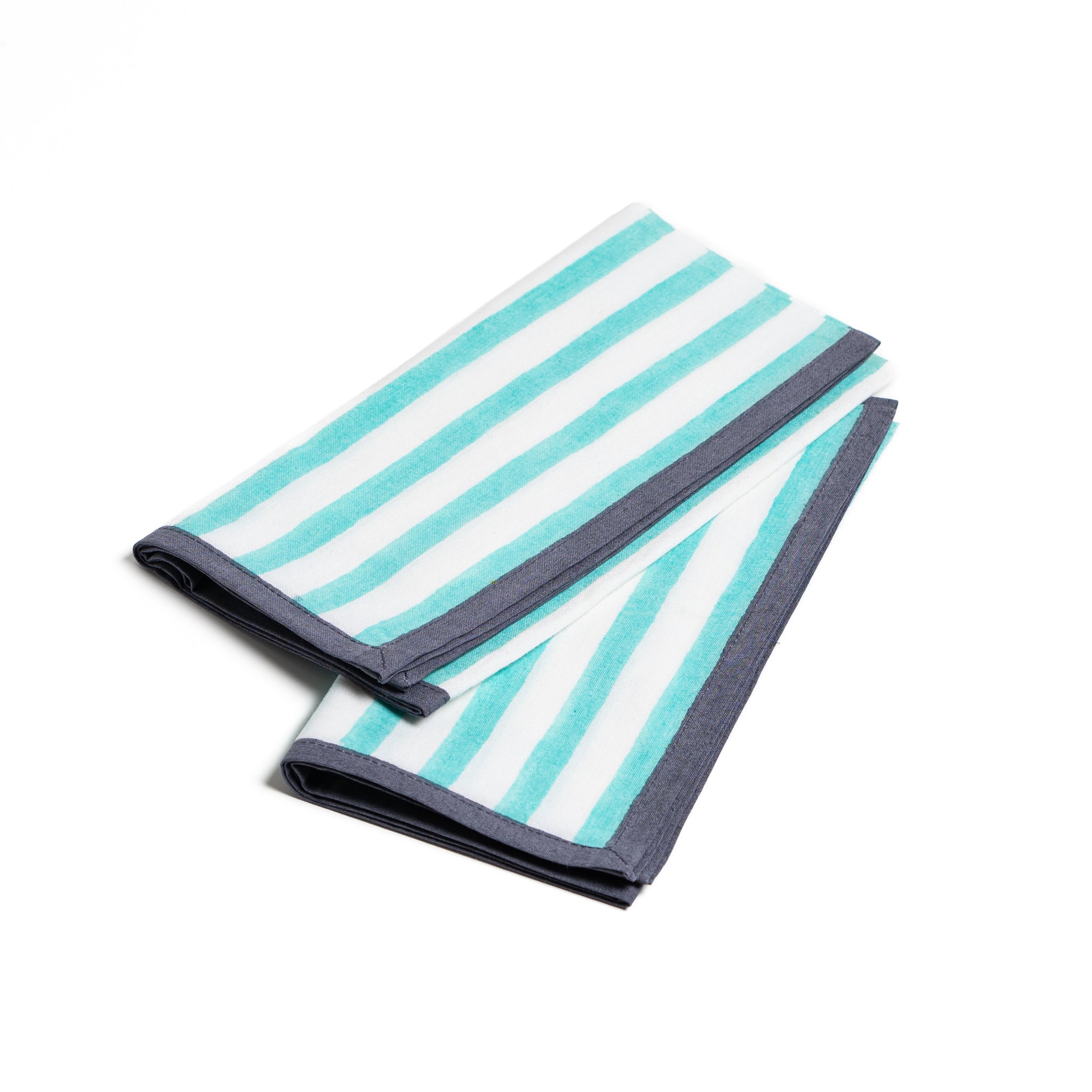 Block stripe napkins set of two - blue and white