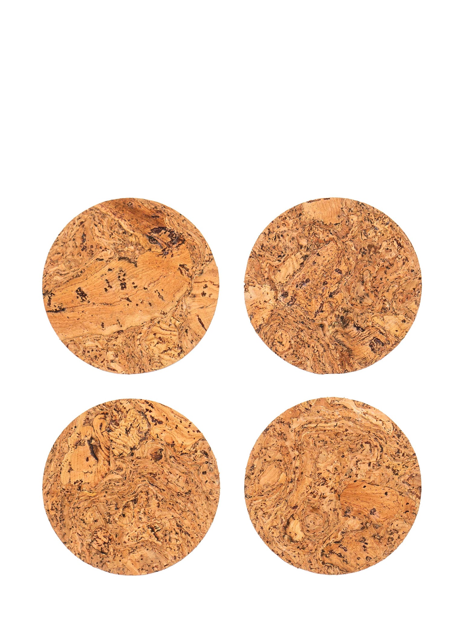 Round Natural Cork Coasters Set of 4 - Natural