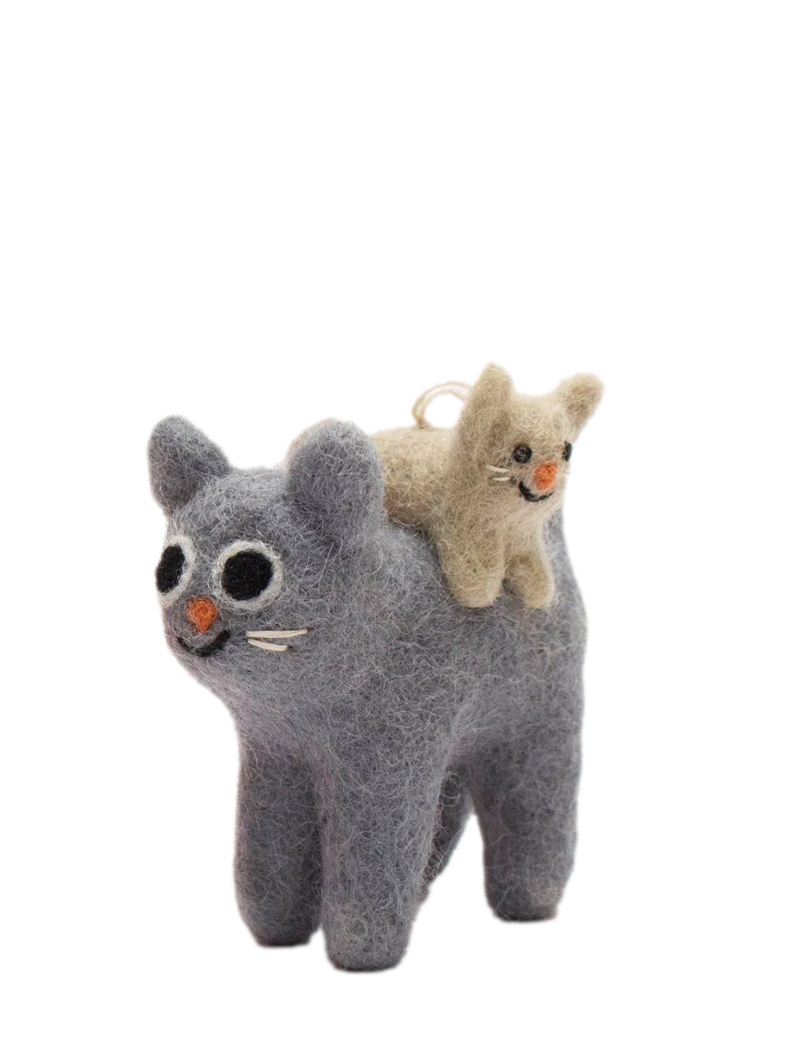 Grey cat wool christmas decorations