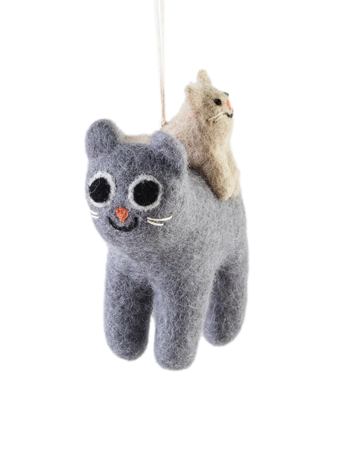 Grey cat wool christmas decorations