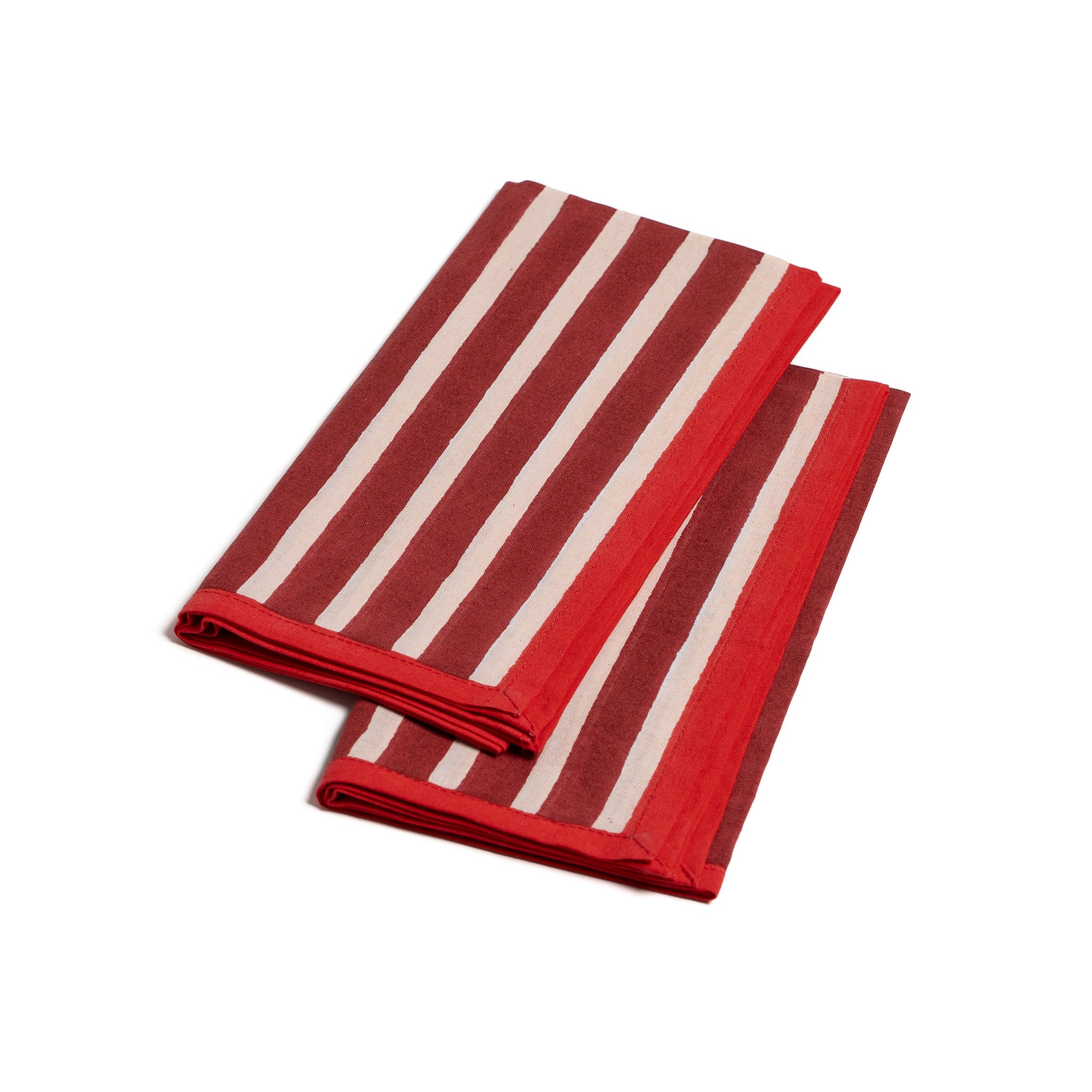 Block stripe napkins set of two - pink and red