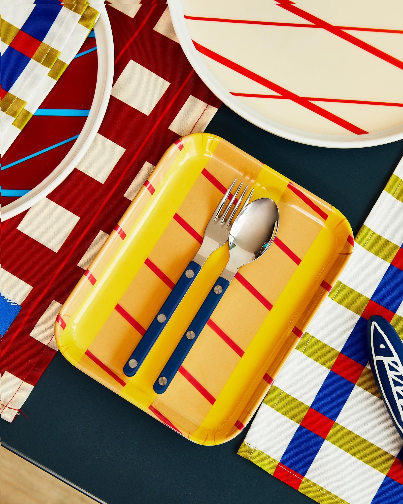 Yellow & Red Stripe Tray 19cm