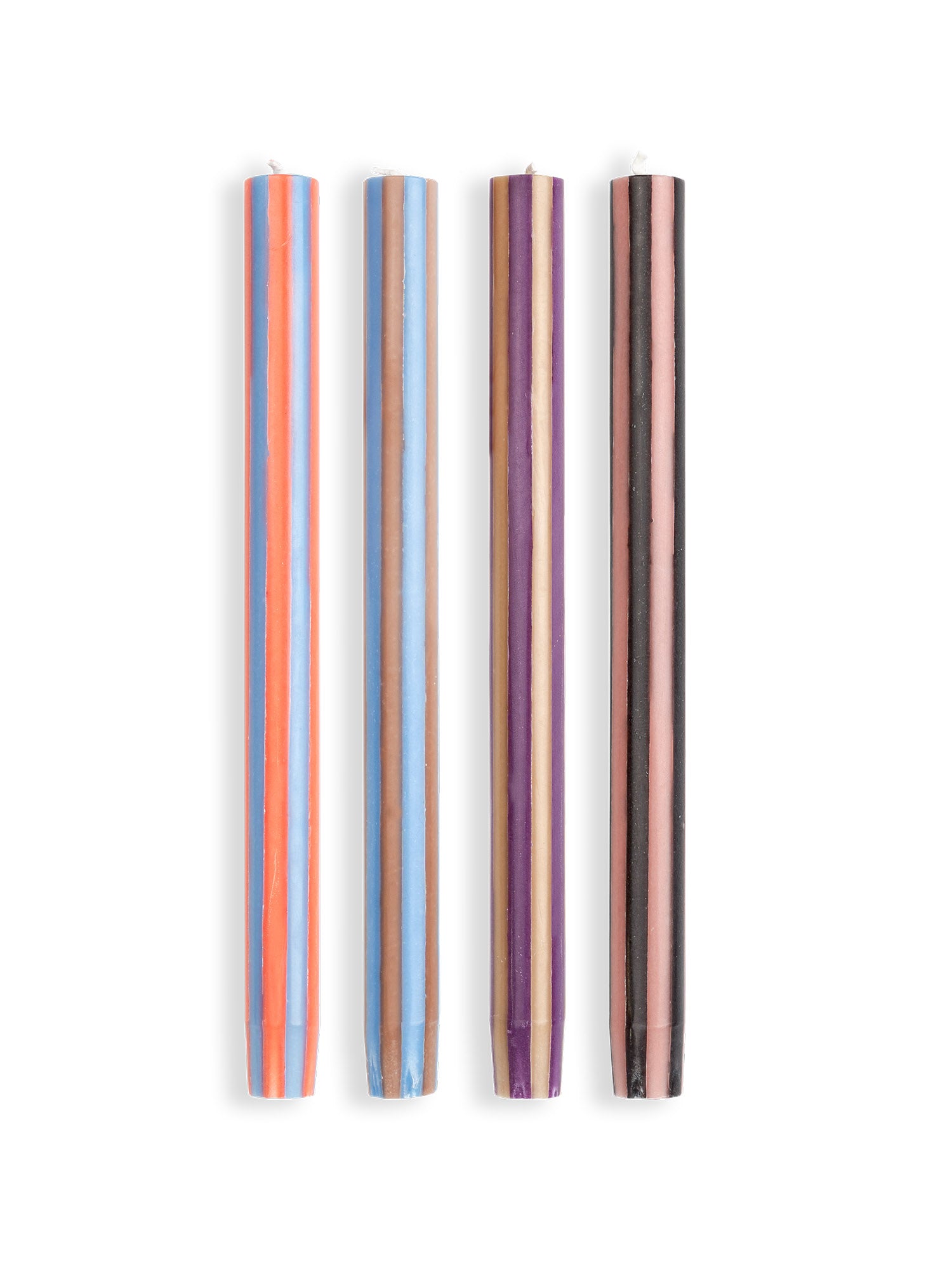 Stripes dinner candles in mixed colours set by YOD&CO