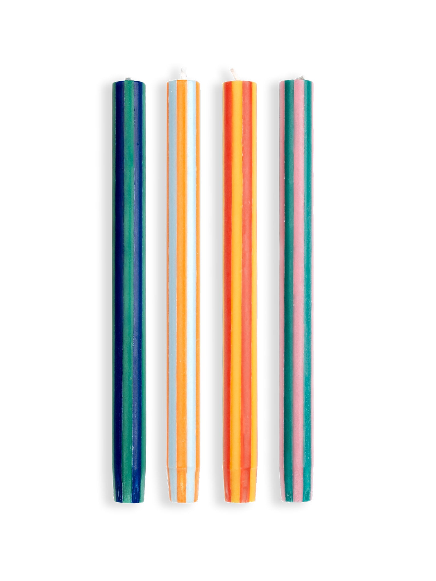 Stripes Dinner Candles - Mixed Set: Colours Contrast 2