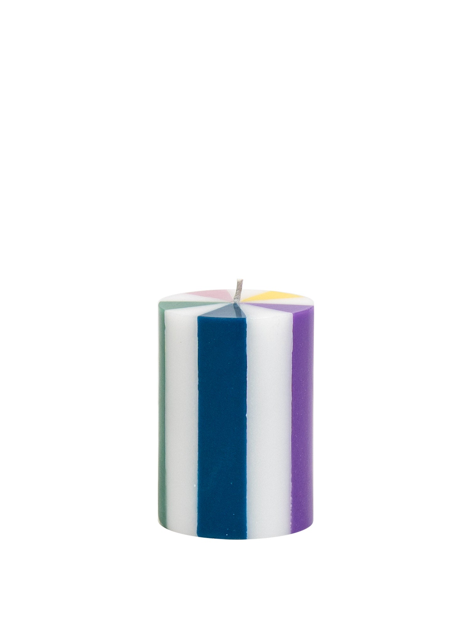 stripe pillar candle in pink and white
