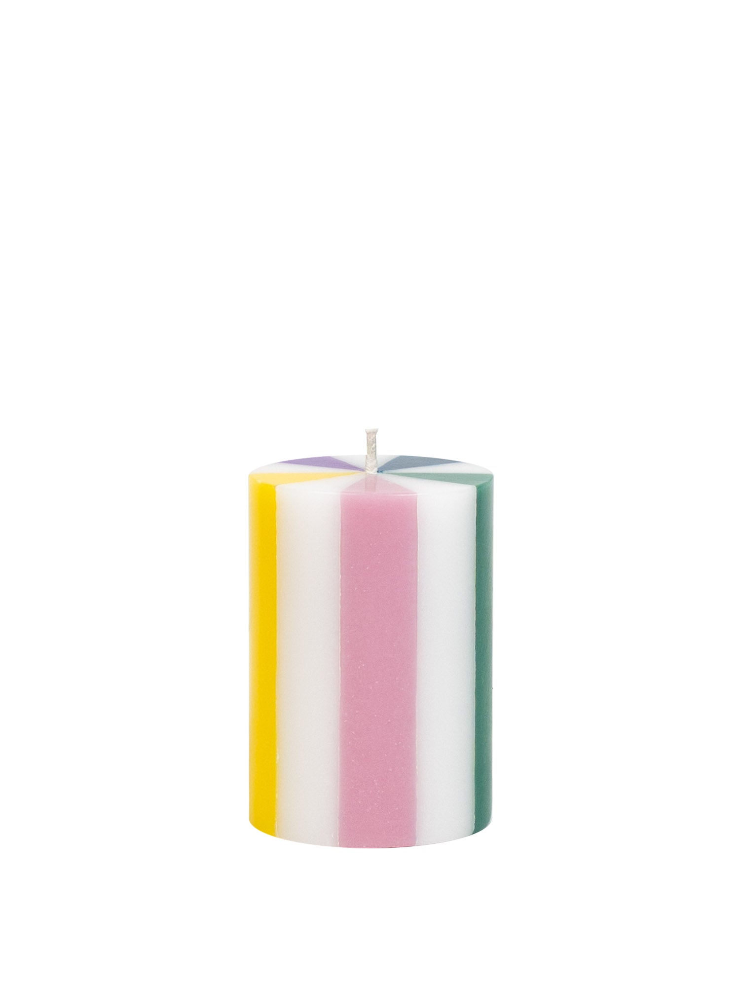 stripe pillar candle in yellow and white