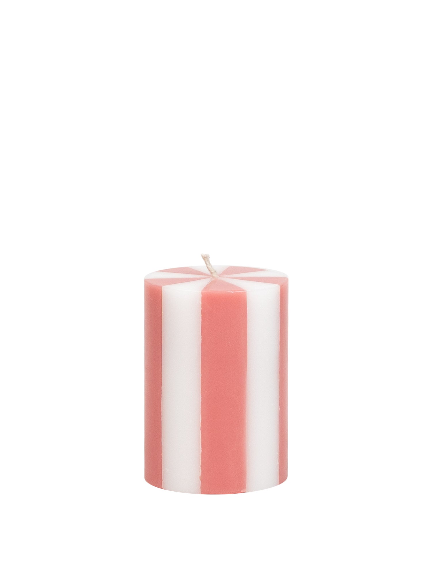 stripe pillar candle in green and white