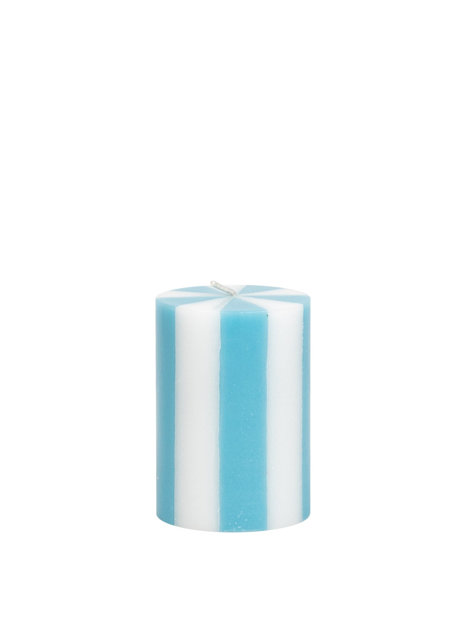 stripe pillar candle in purple and white