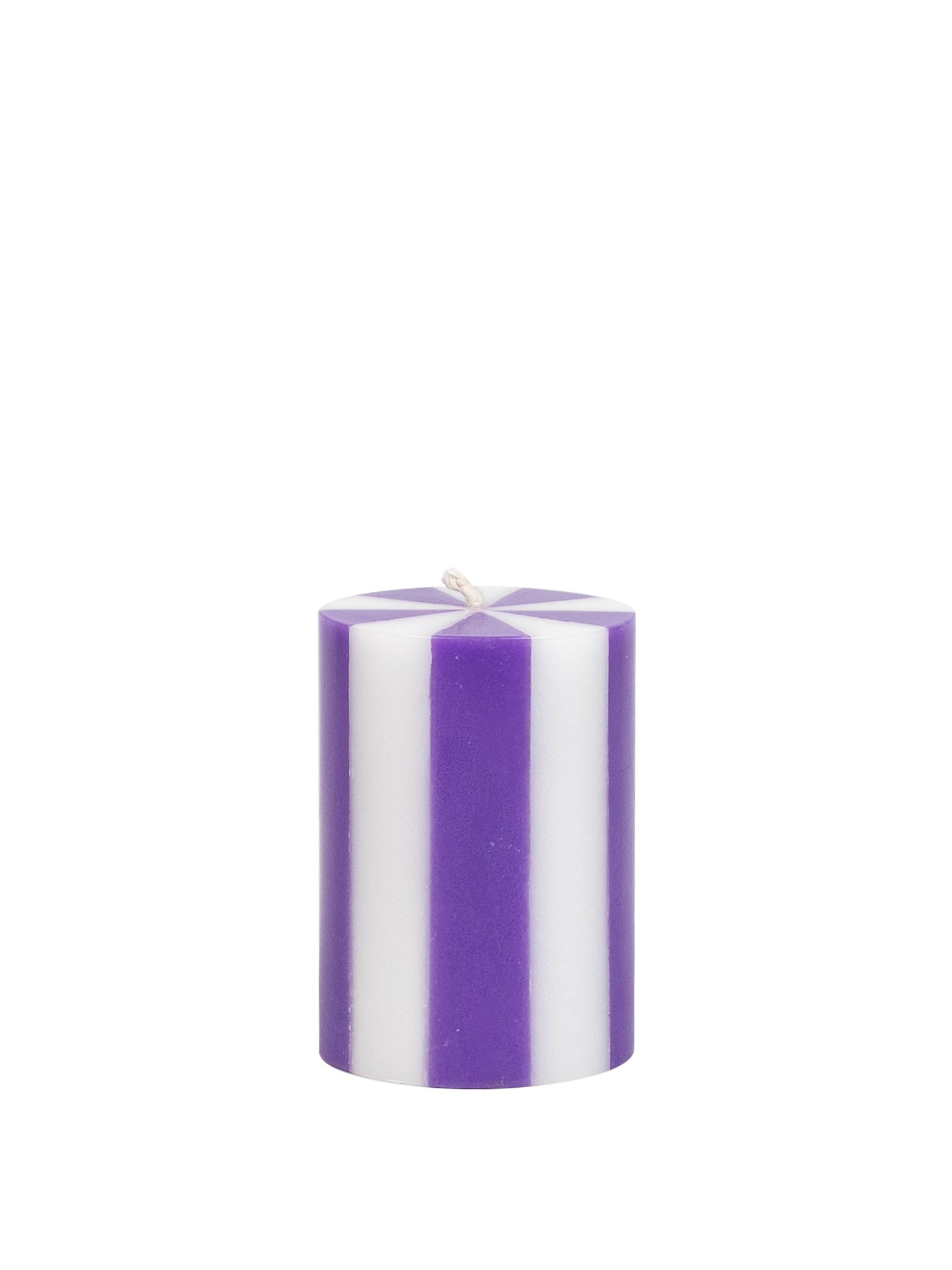 stripe pillar candle in blue and orange