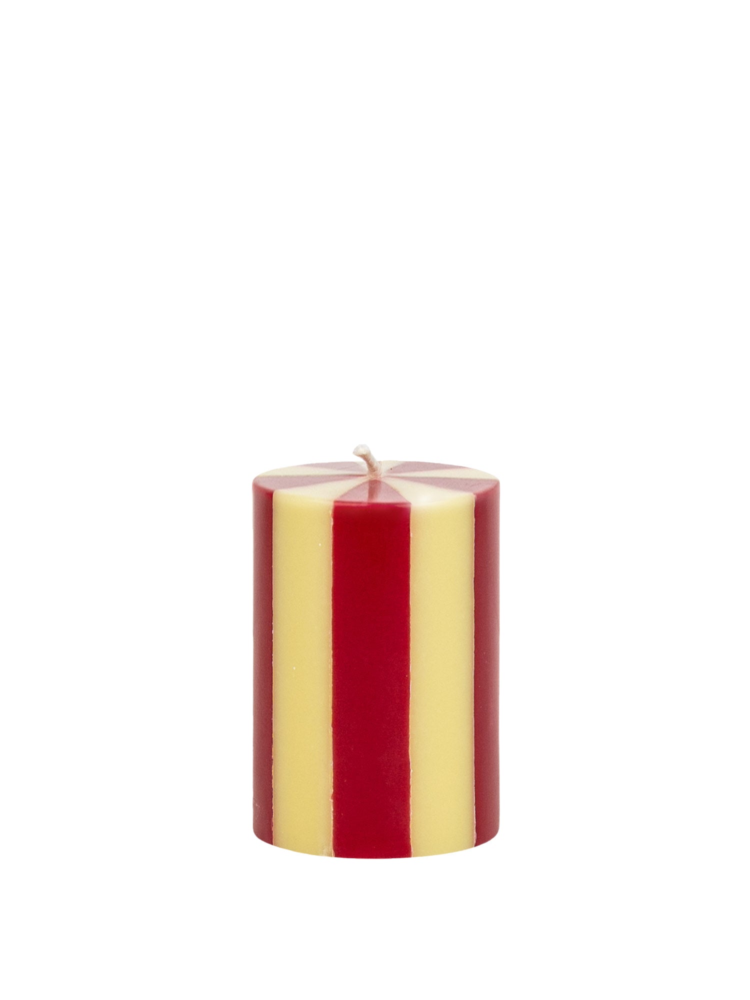 stripe pillar candle in orange and blue