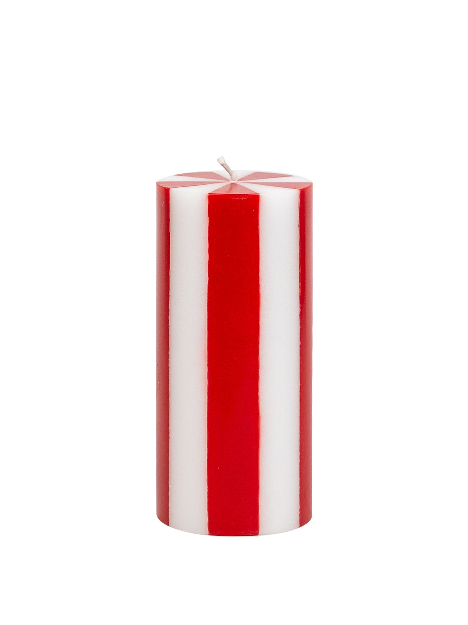 stripe pillar candle in grey and white
