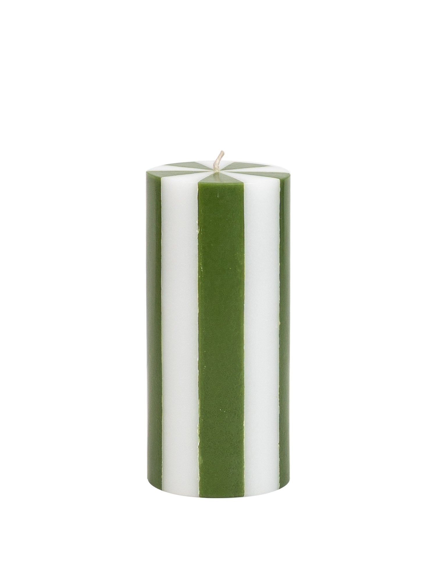 stripe pillar candle in blue and white