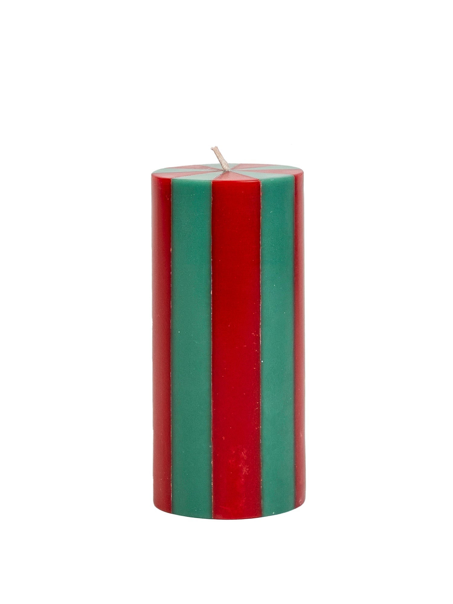 stripe pillar candle blue and green