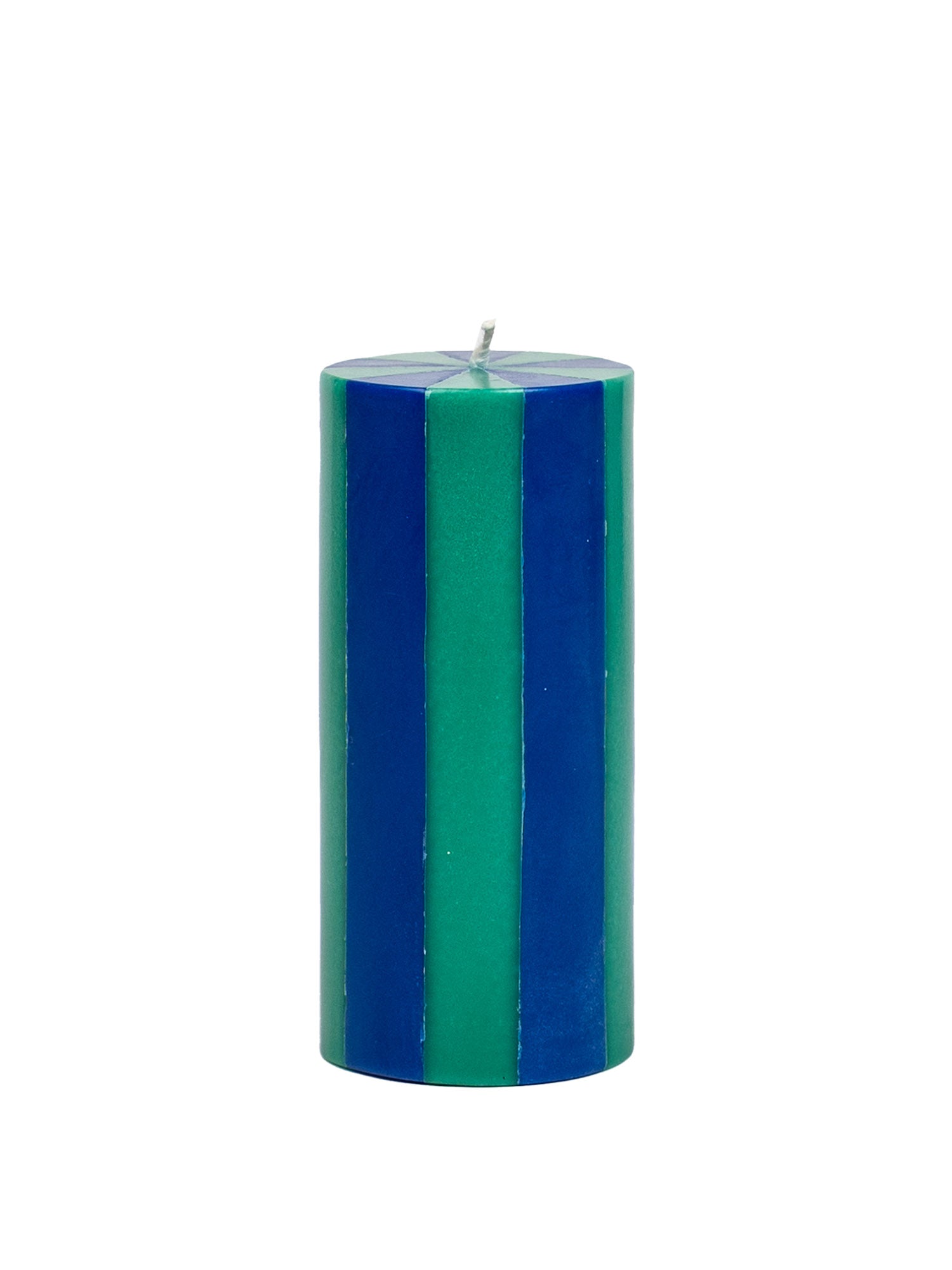 stripe pillar candle in pink and white