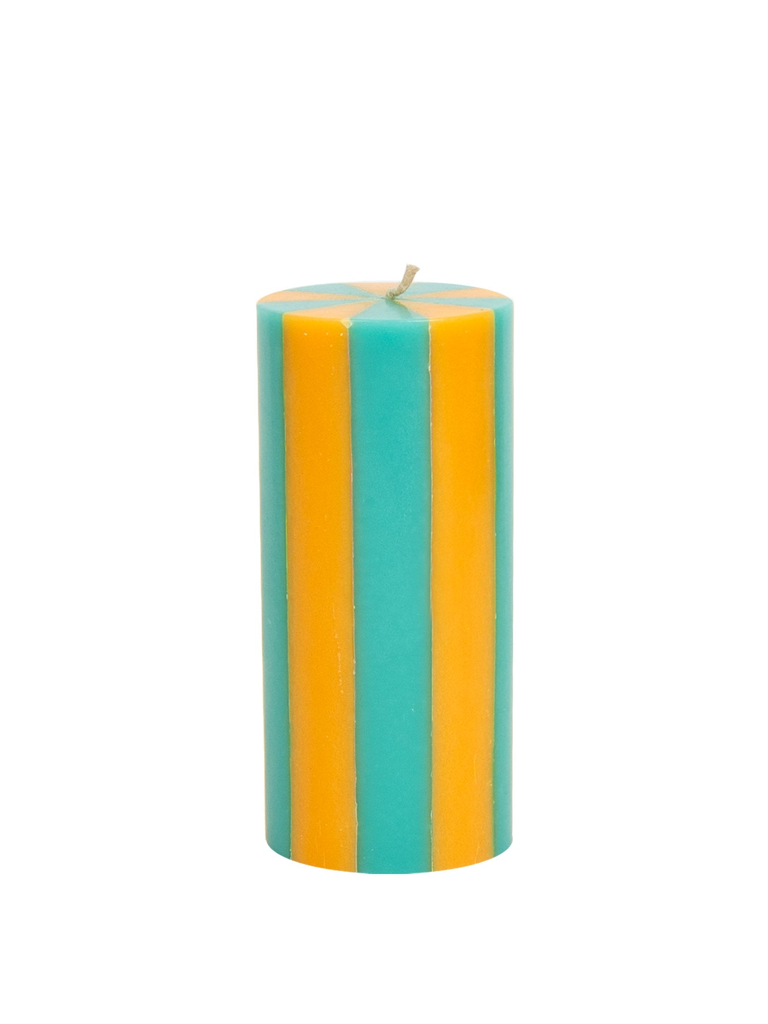 stripe pillar candle in yellow and green