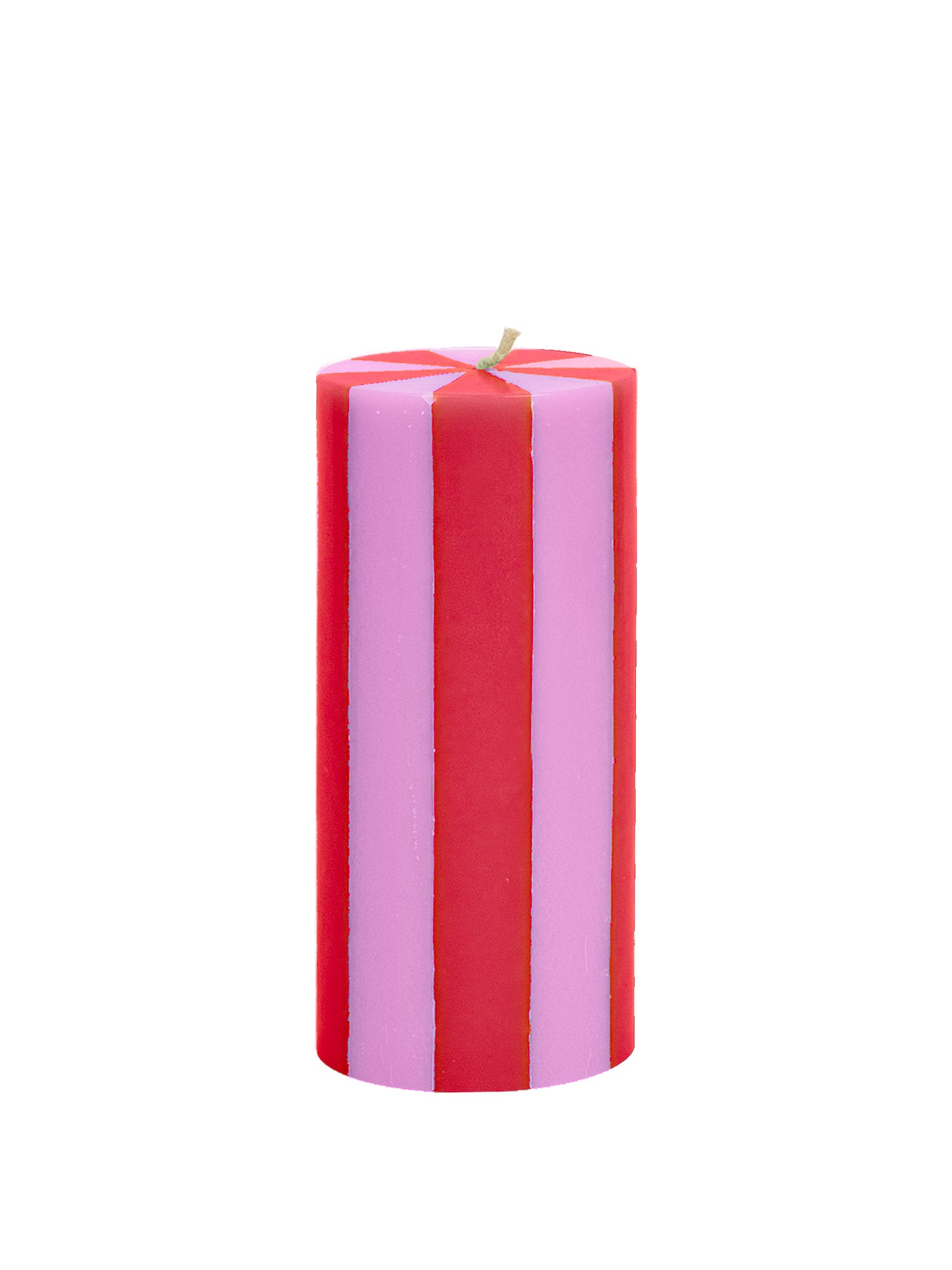 stripe pillar candle in red and pink