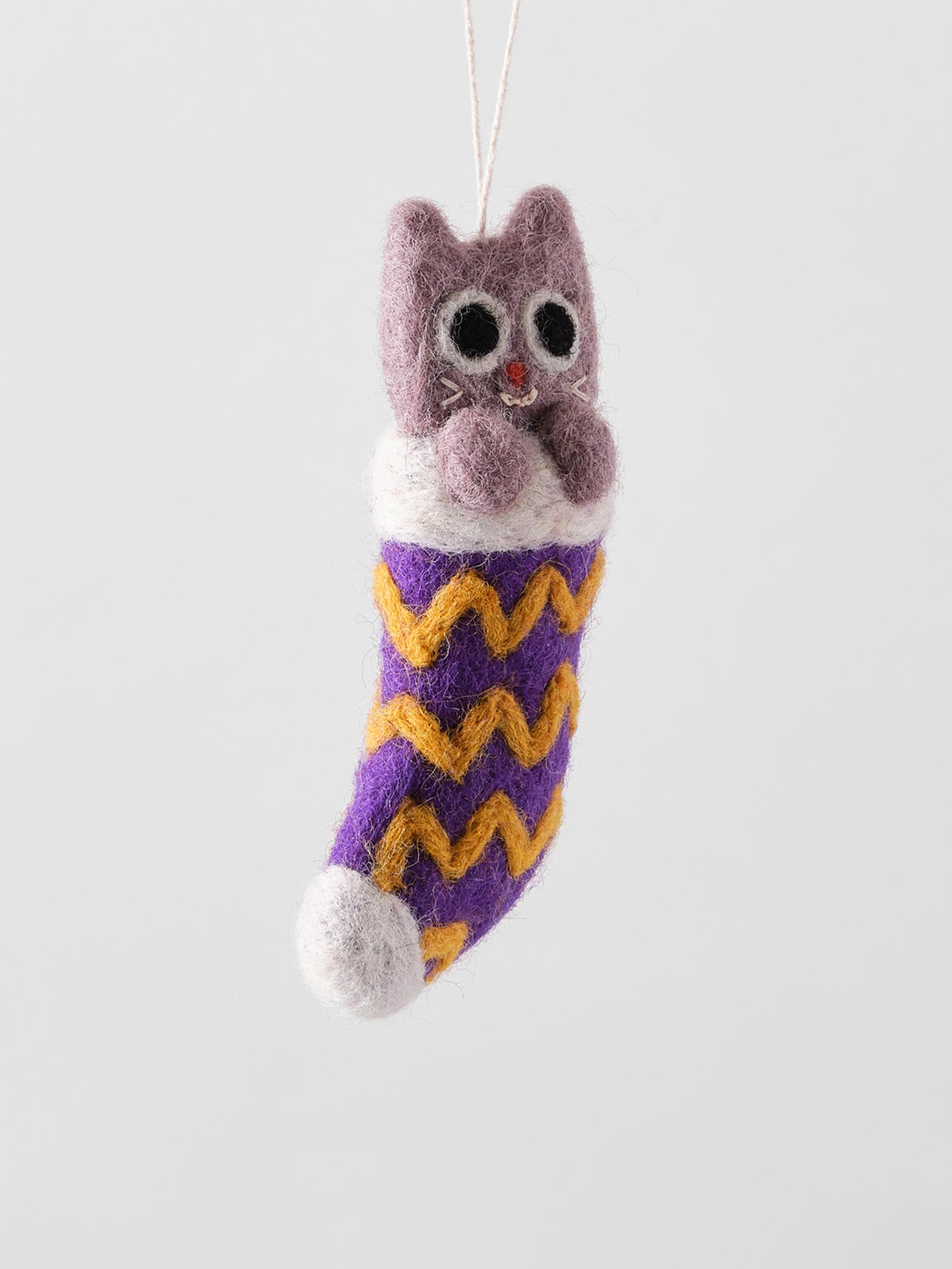 Viv, Cat in Purple Stocking