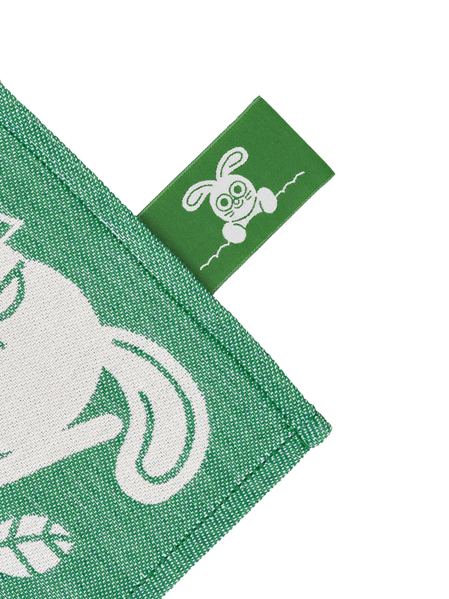 rabbit graphic tea towel in green by Elliot Kruszynski for Wrap Magazine
