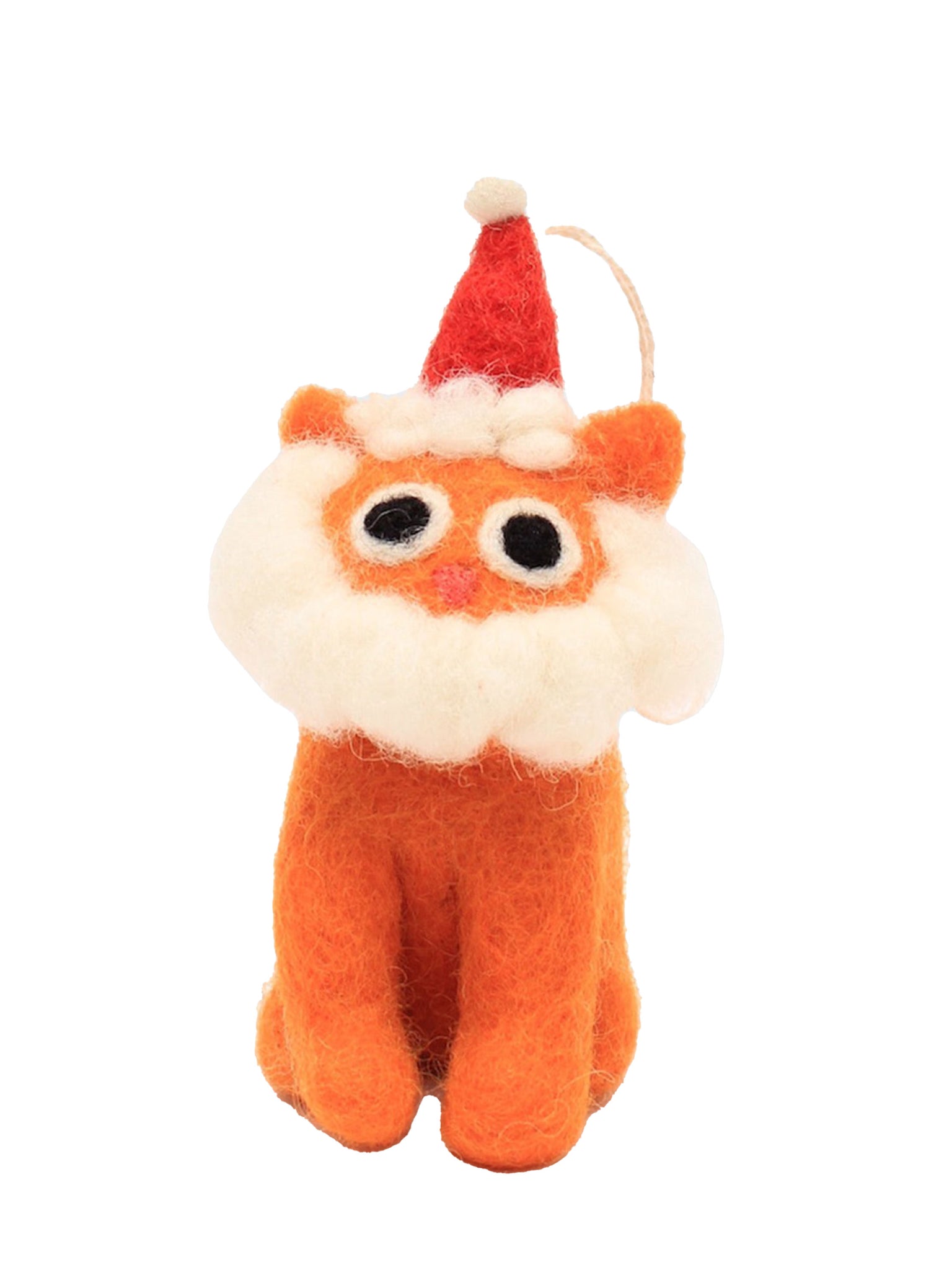 orange cat with beard and christmas hat christmas hanging decoration