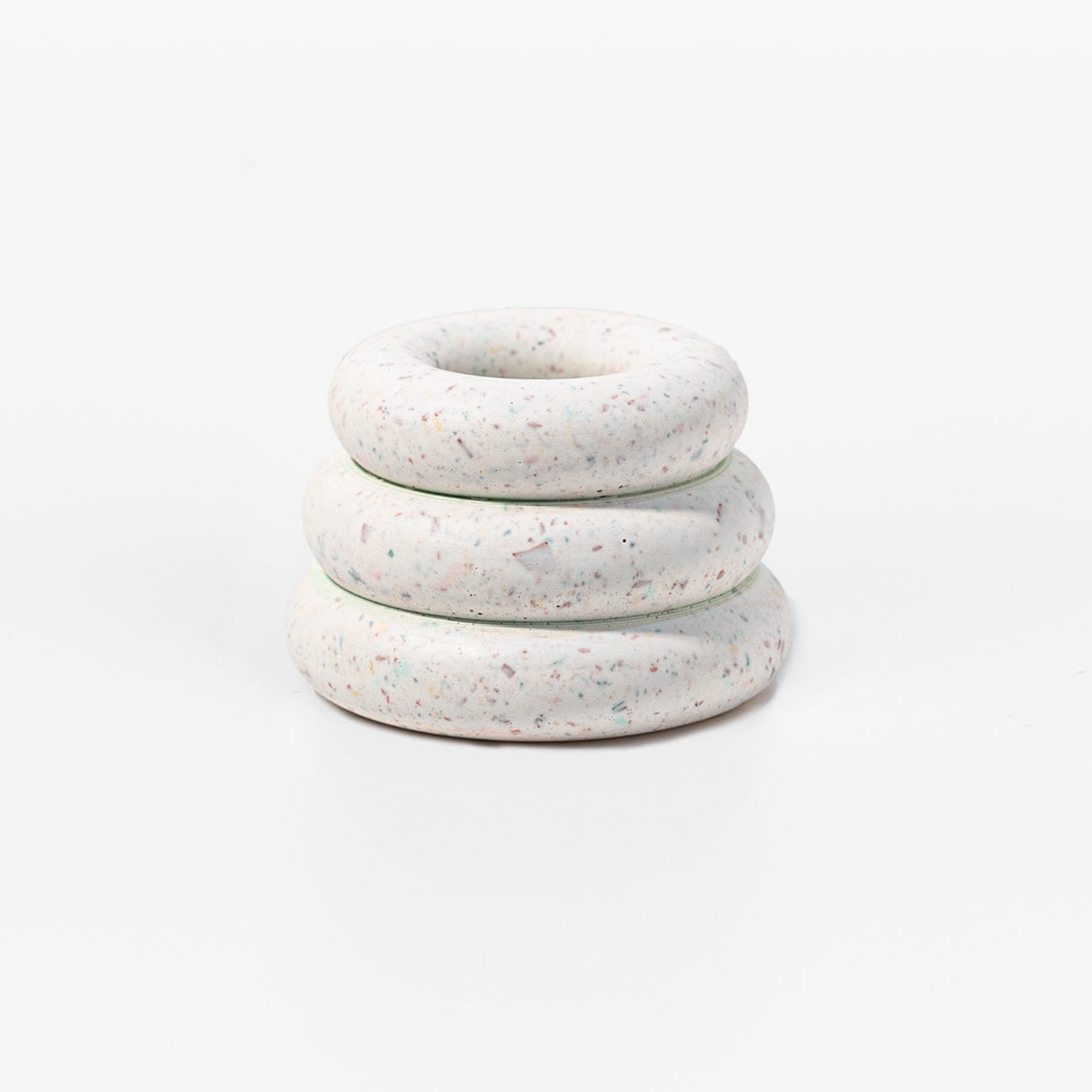 white donut triple ring Jesmonite Candleholder by Yod&CO