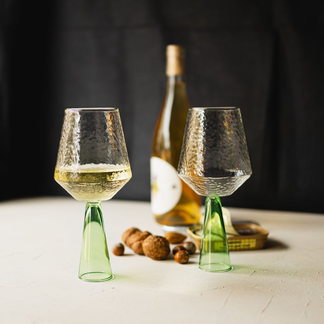 Claude Clear & Green Wine Glass - Set of 2