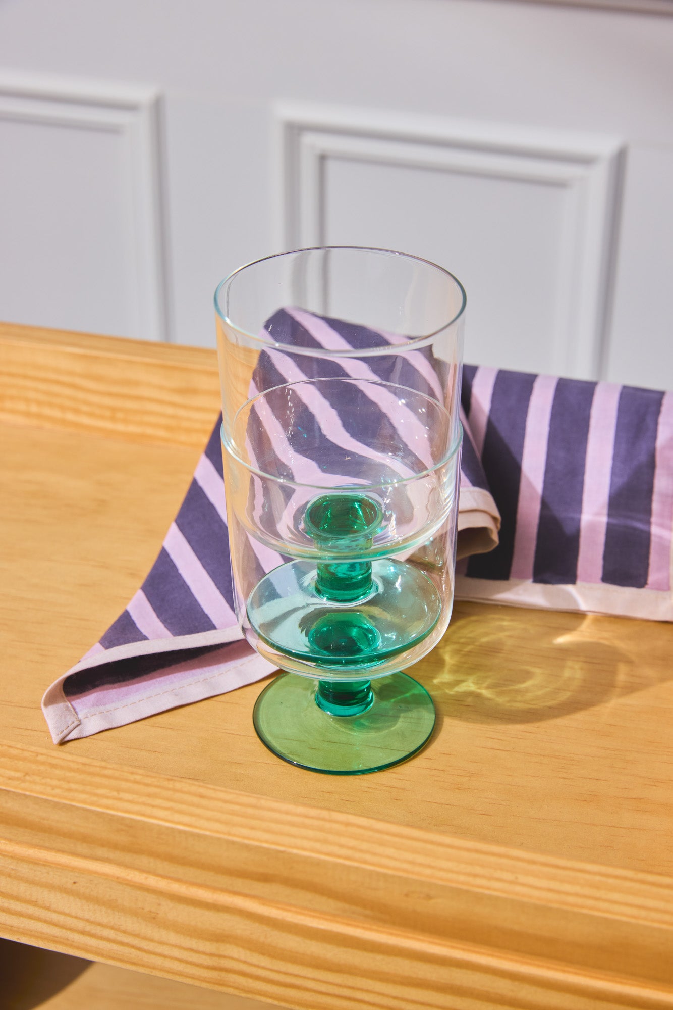 Eddie 2-Tone Wine Glass Clear/Green - Set of 2