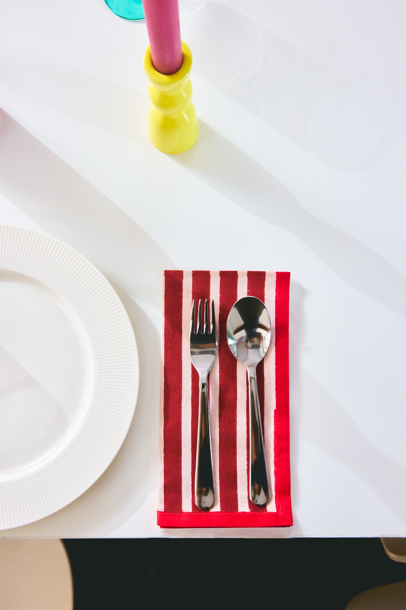red stripe cotton napkin set