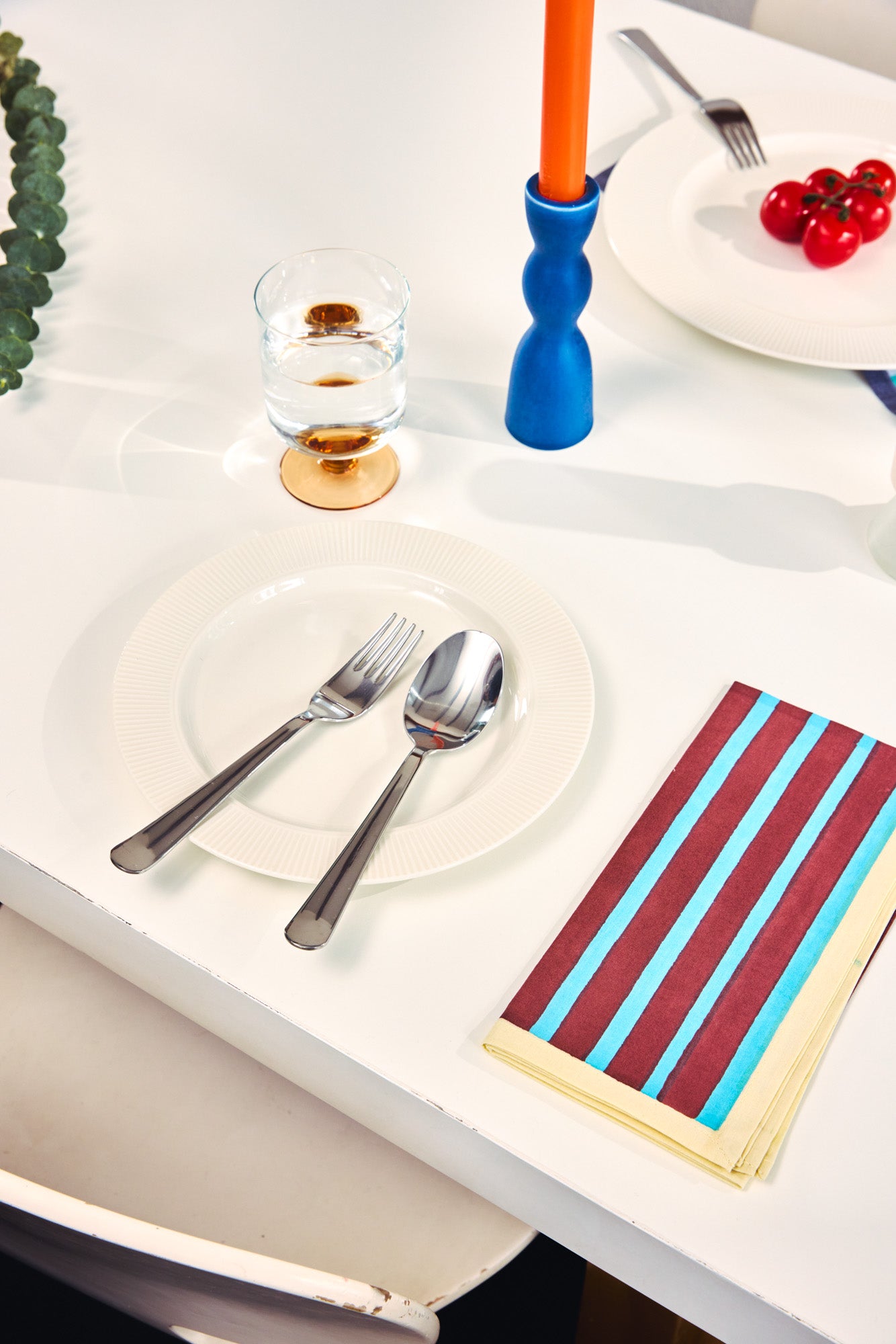 Block Stripe Napkins - Lemon / Forest Green