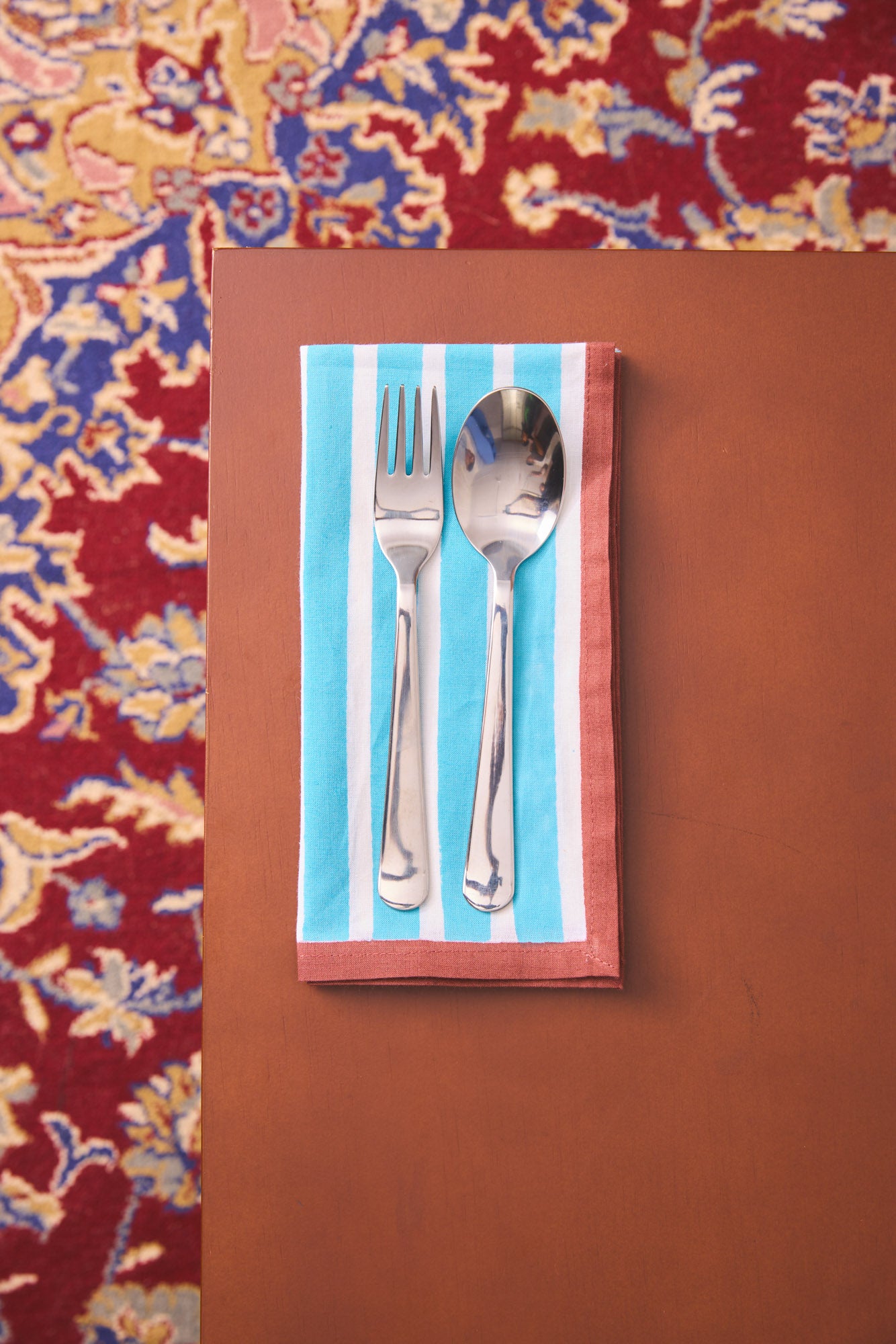 Blue brown stripe napkin set by YOD&CO