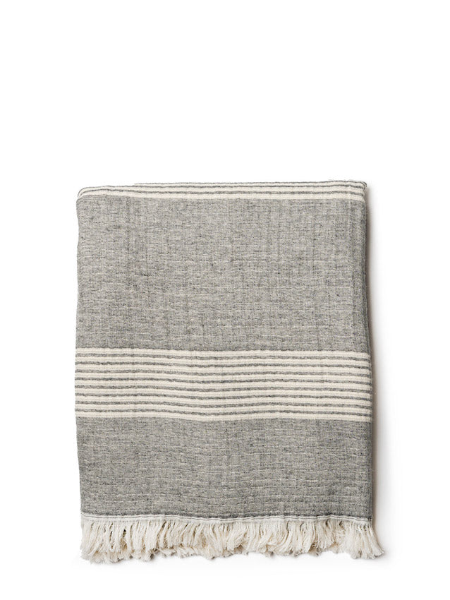 Grey cotton blend throw blanket