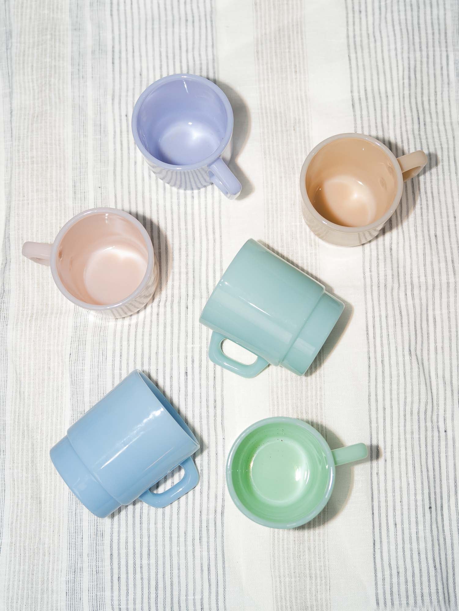 milk glass mug in green