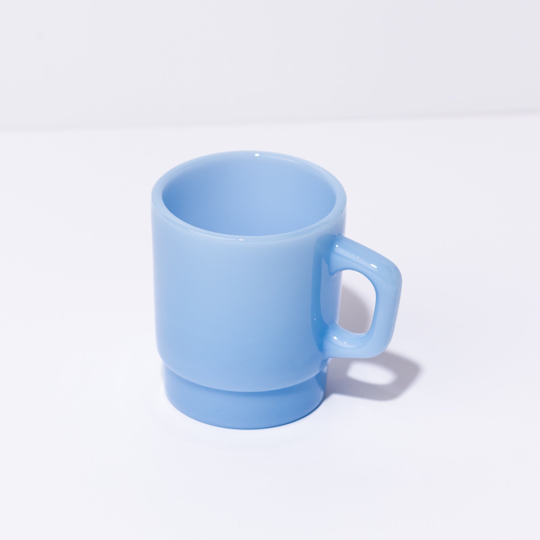 milk glass mug in blue