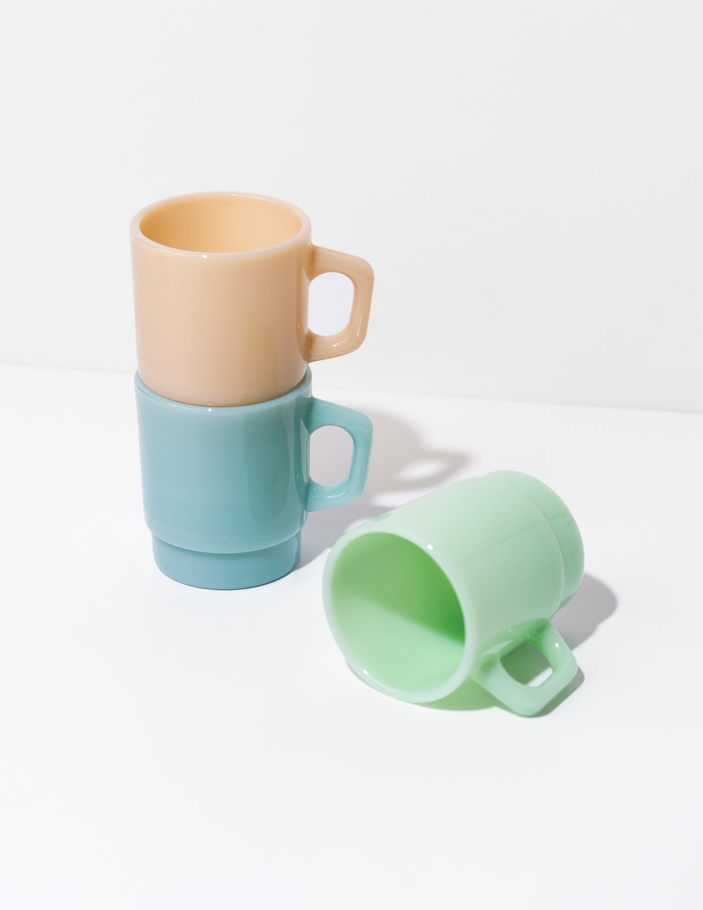 milk glass mug in green