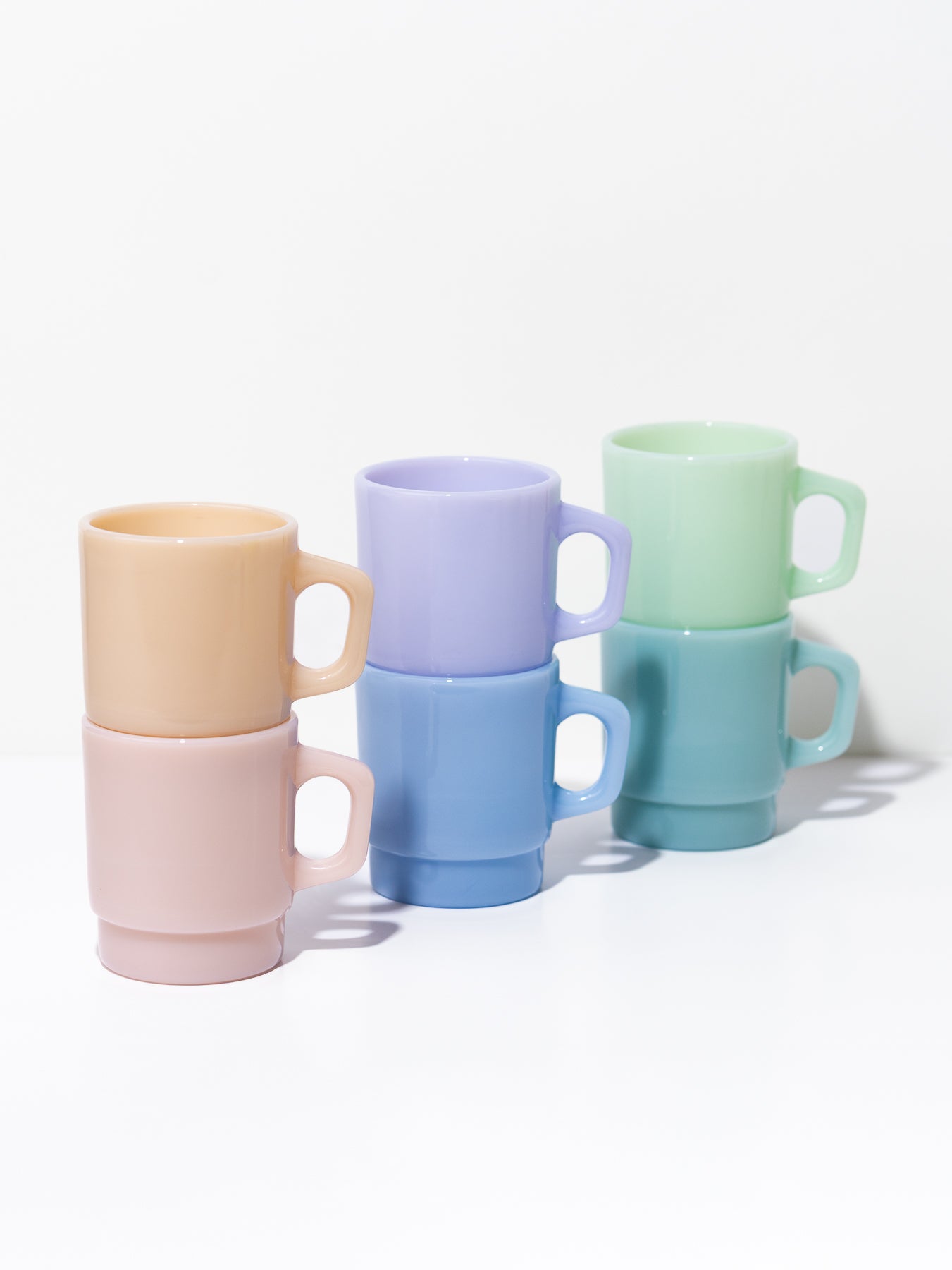 milk glass mug in blue