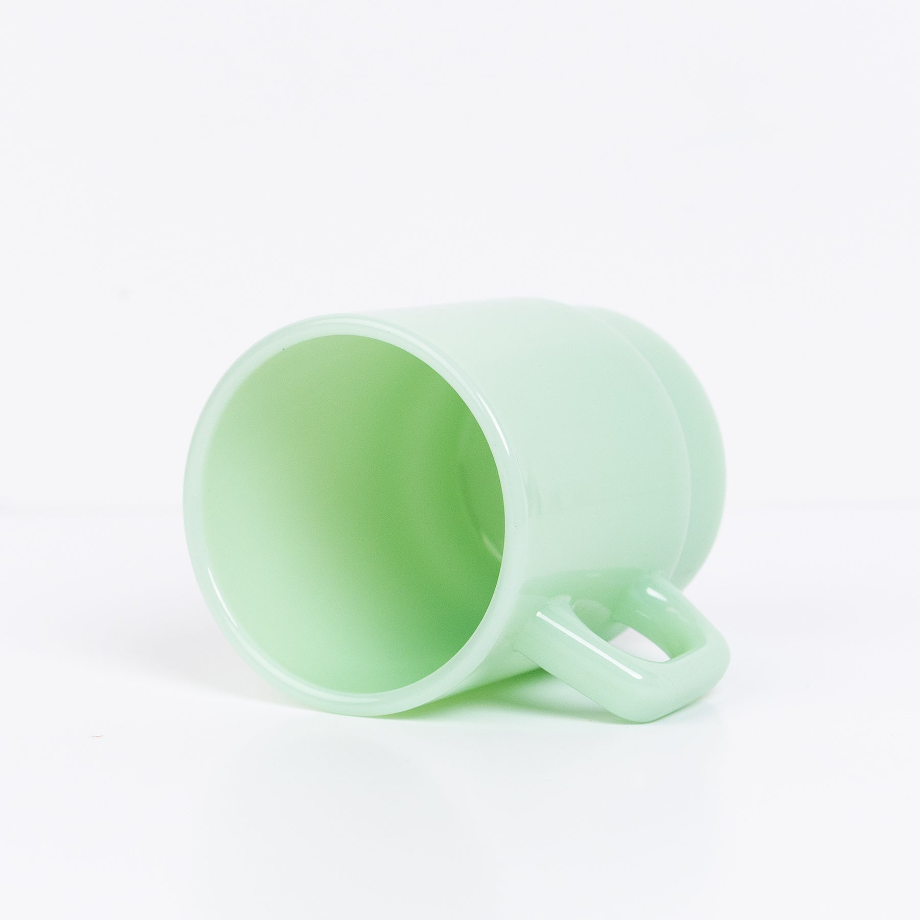 milk glass mug in green