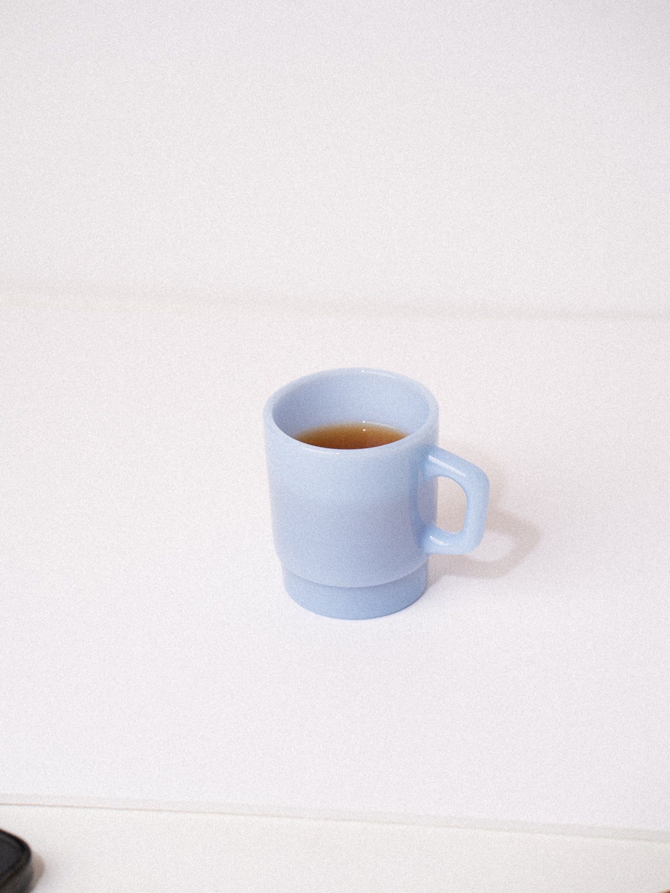 milk glass mug in blue