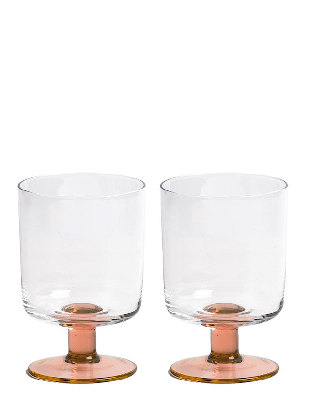 Set of 2 clear and pink Eddie wine glasses