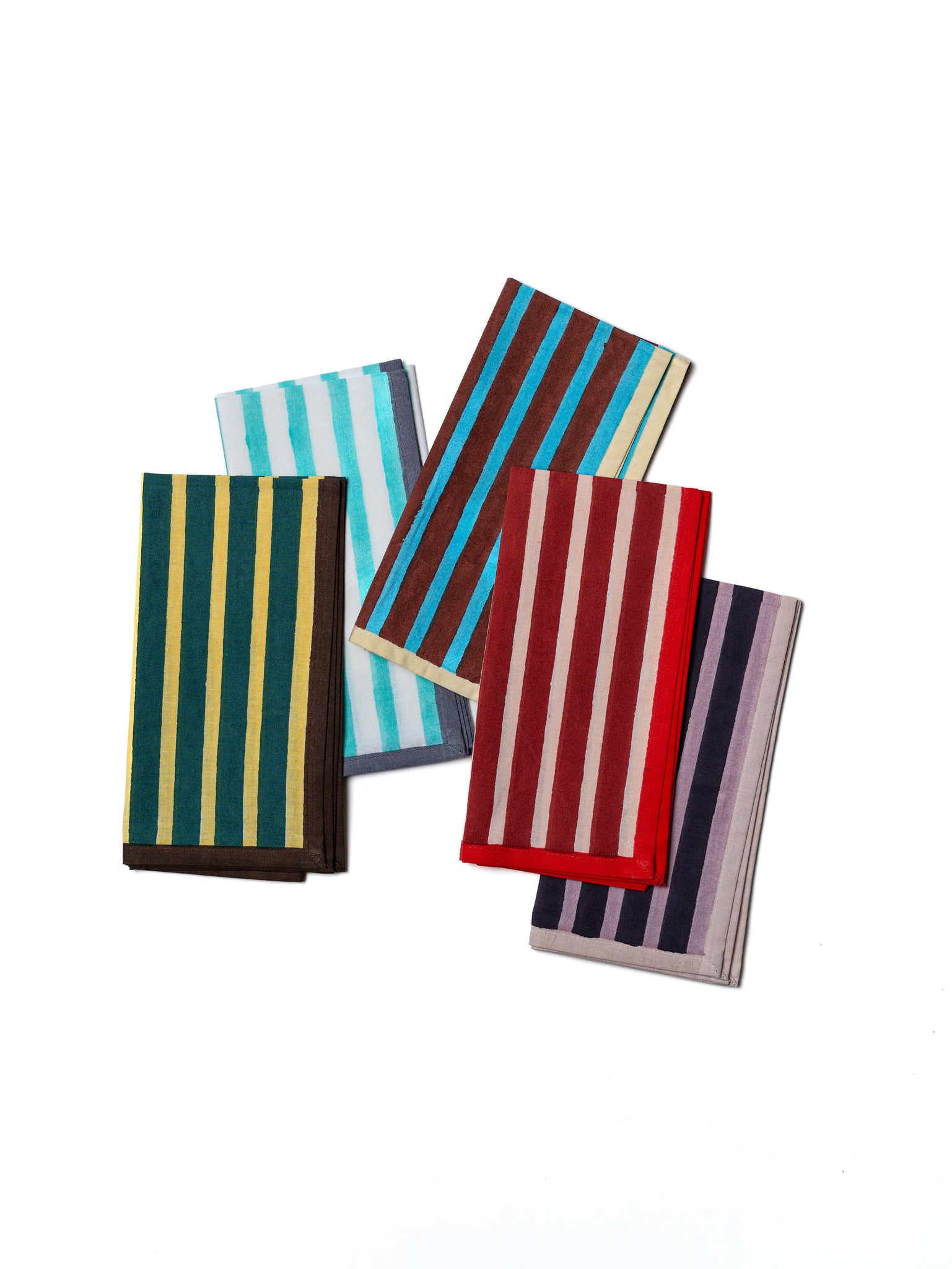 Block stripe napkins set of two - blue and brown