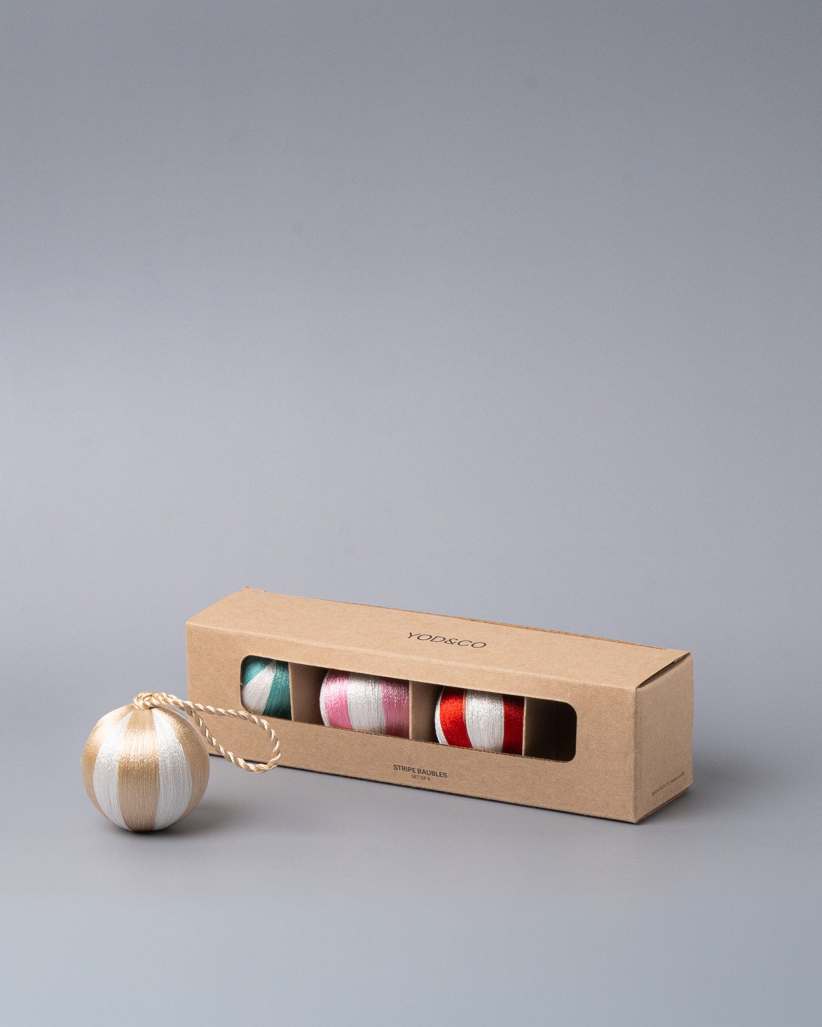 Stripe Bauble S Set/4 - Multi White