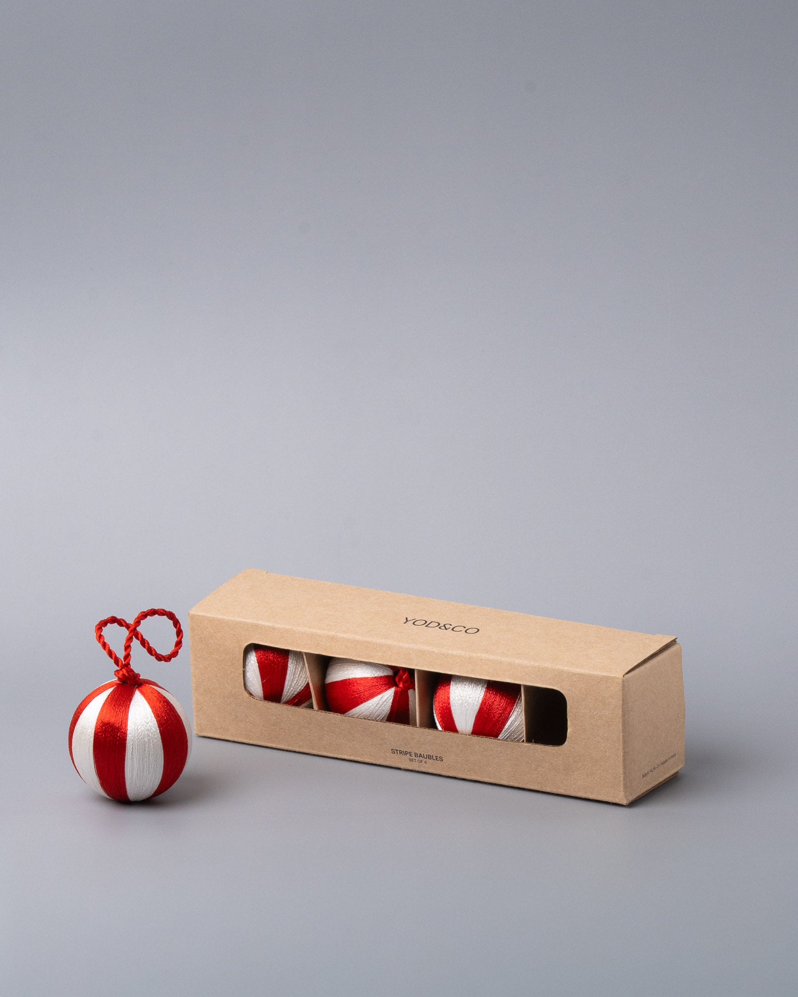 Stripe Bauble S Set/4 - Red / White