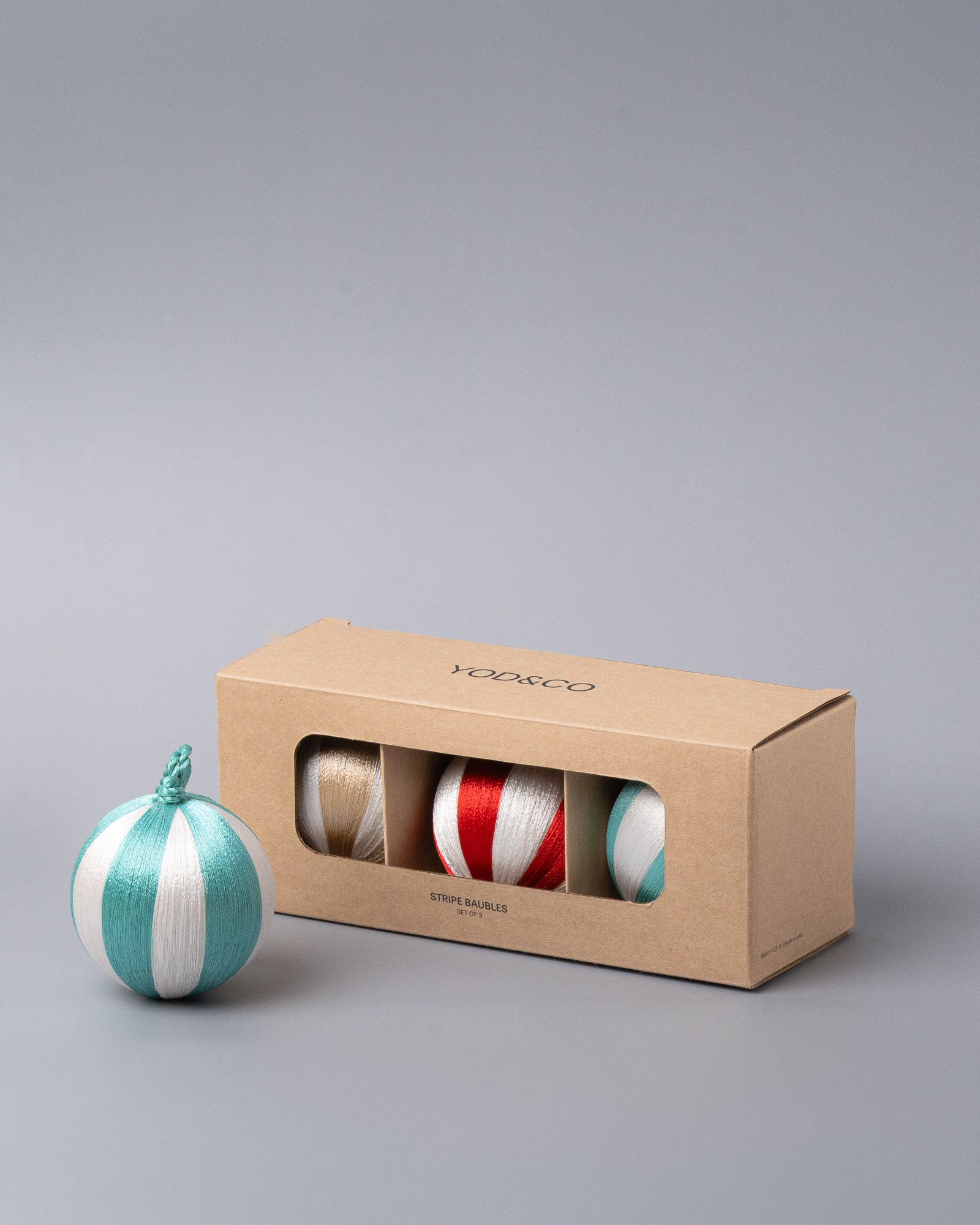Stripe Bauble M Set/3 - Multi White